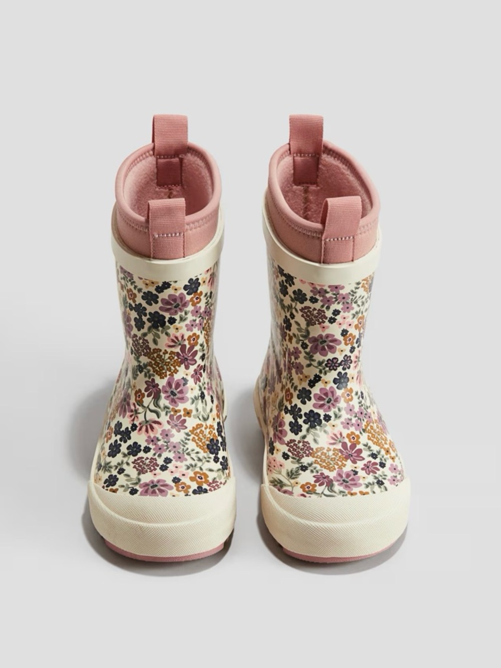 H&M Kids Floral Rain Boots in Pink and Cream